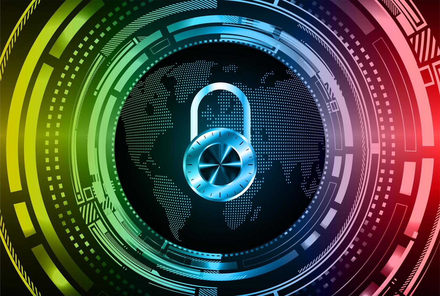 Closed Padlock on digital background cyber security photo