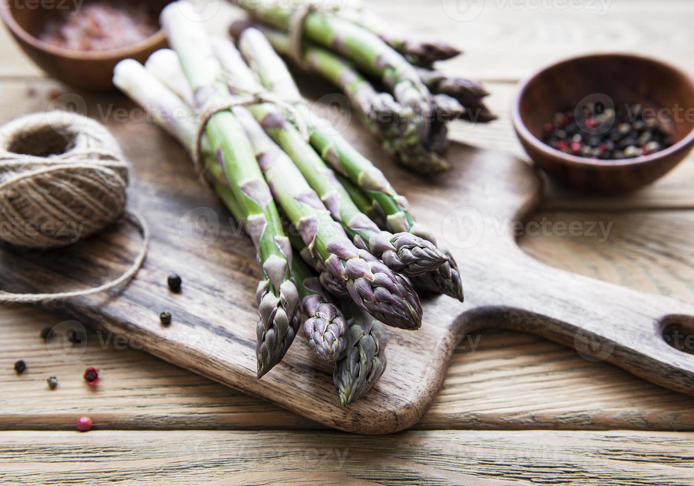 Bunches of green asparagus photo