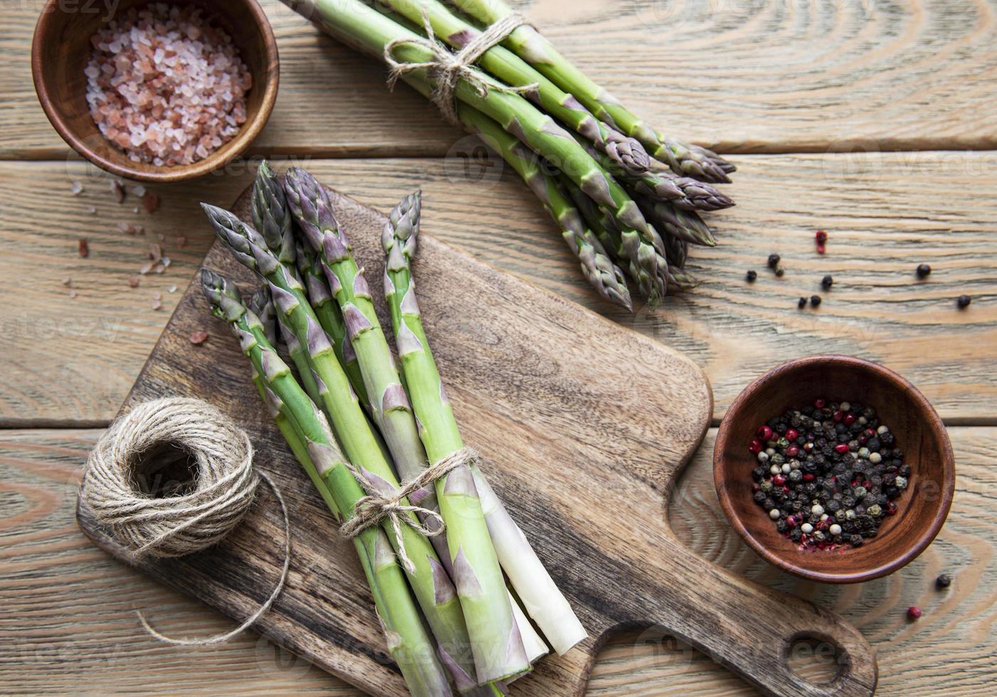 Bunches of green asparagus photo