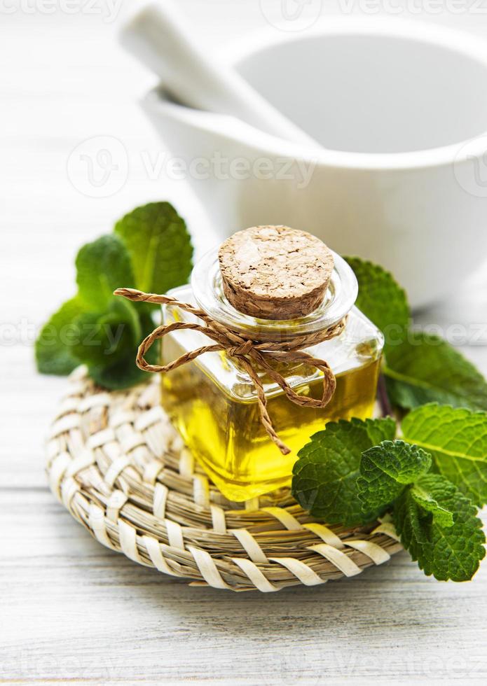 Essential aroma oil with mint photo