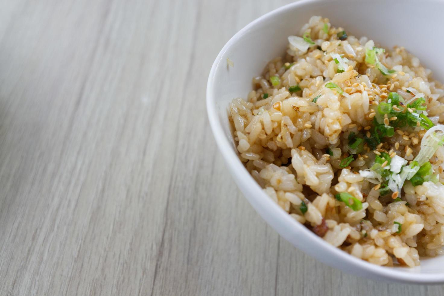 Japanese garlic fried rice with vegetables photo