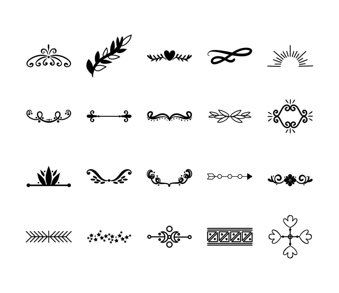 bundle of decorative elements silhouettes 2562701 Vector Art at Vecteezy