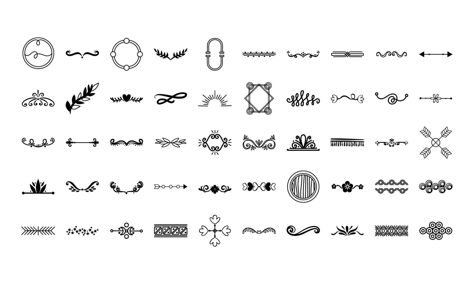 bundle of decorative elements silhouettes vector