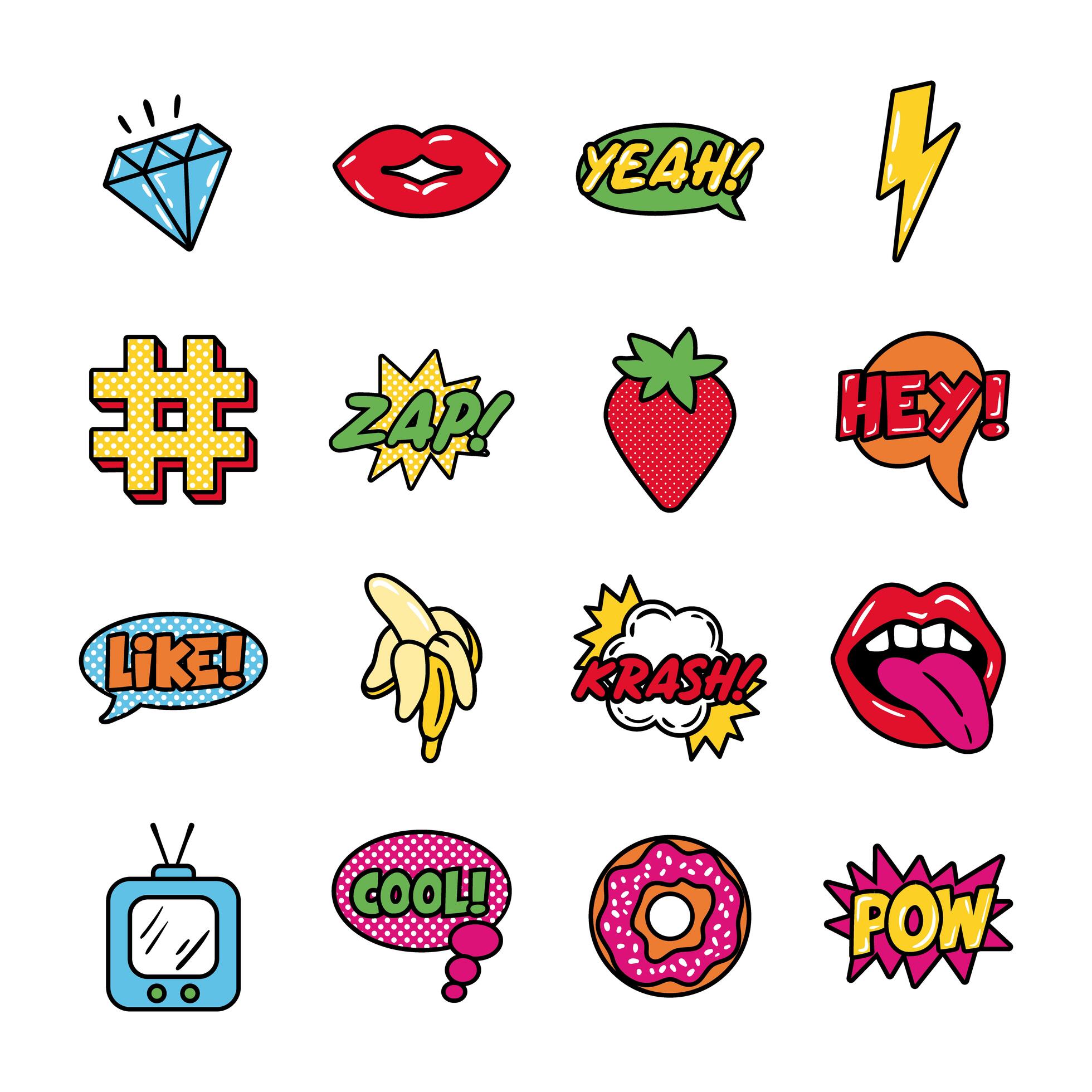 bundle of pop art set icons 2562710 Vector Art at Vecteezy