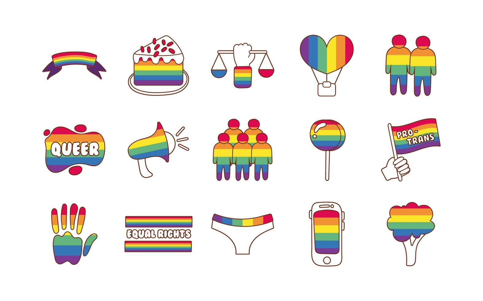 bundle of lgbtq set icons vector