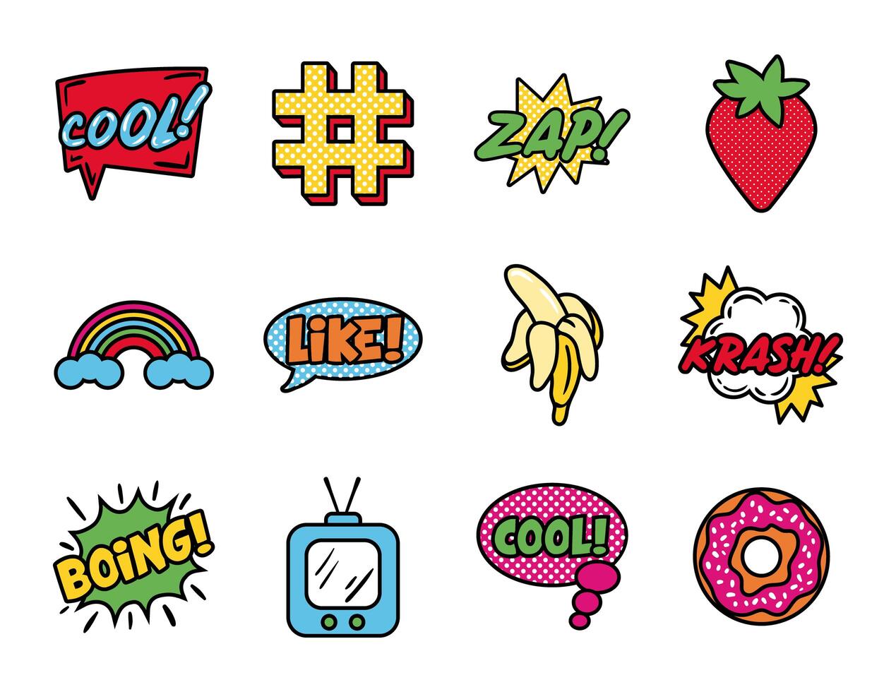 bundle of pop art set icons vector