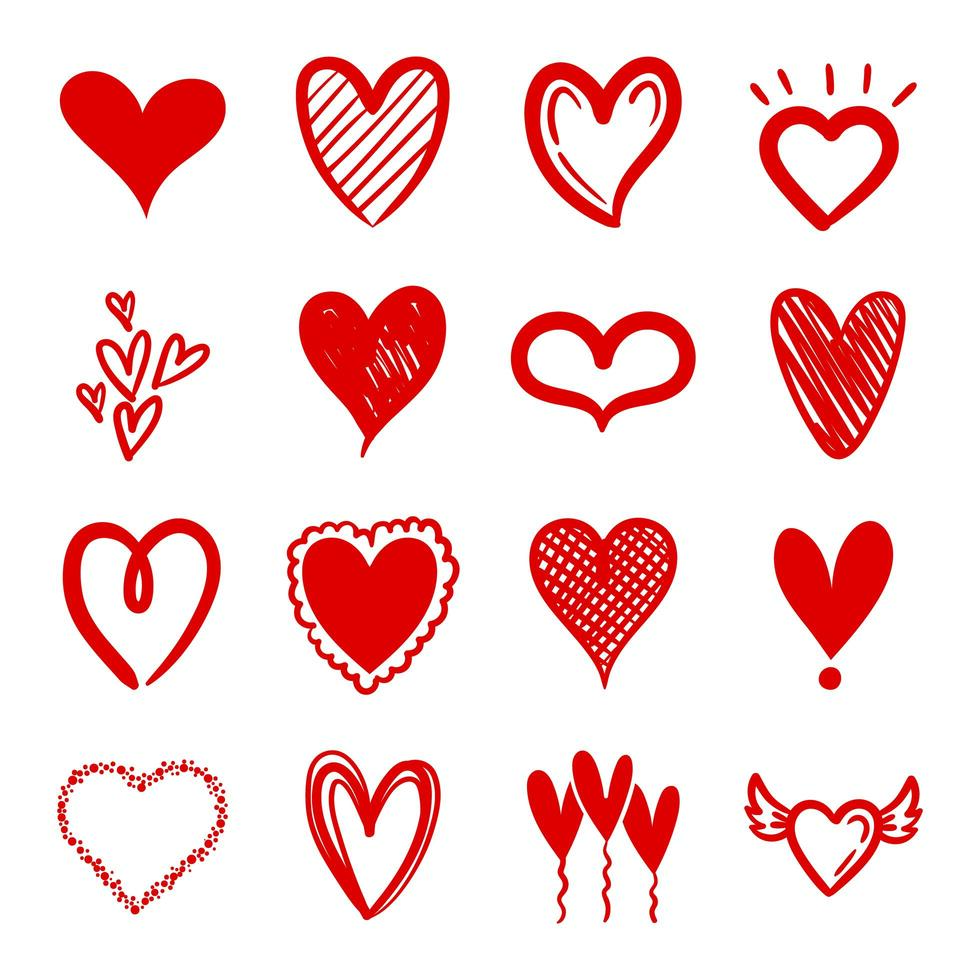 bundle of hearts love set icons vector