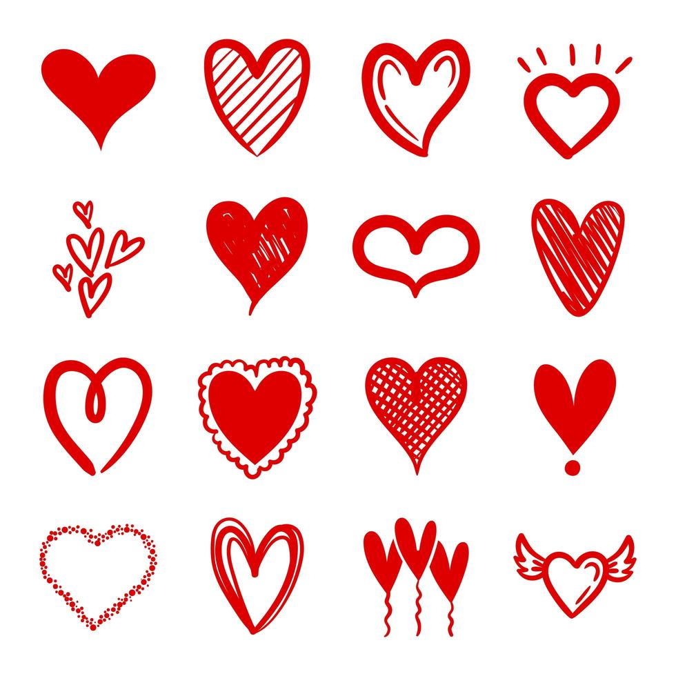 paquete de corazones amor establecer iconos vector