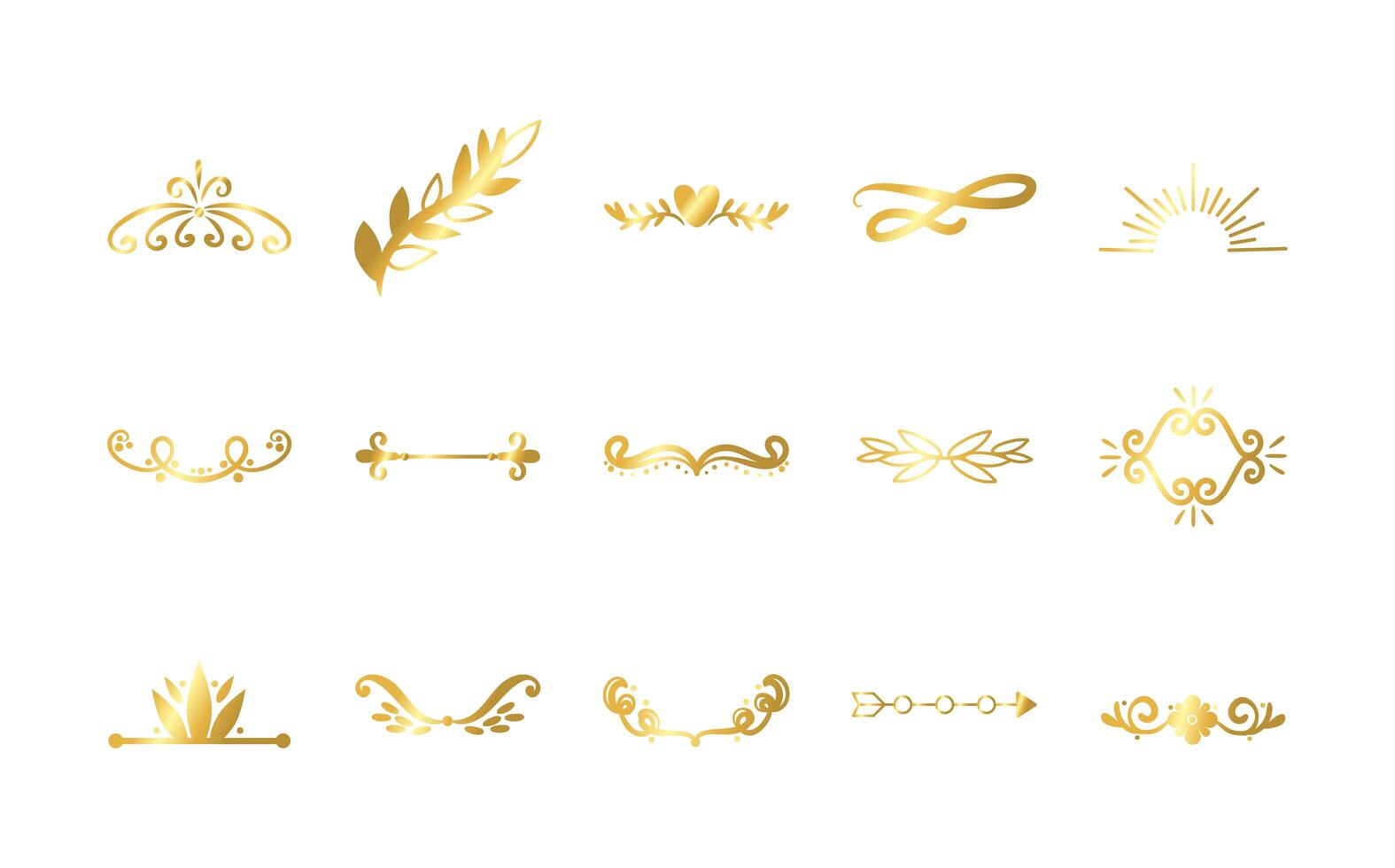 bundle of decorative elements silhouettes vector