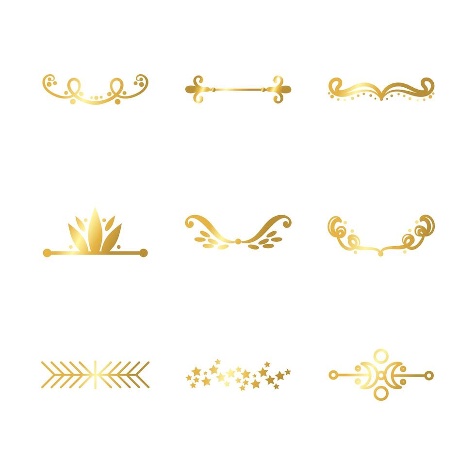 bundle of decorative elements silhouettes vector