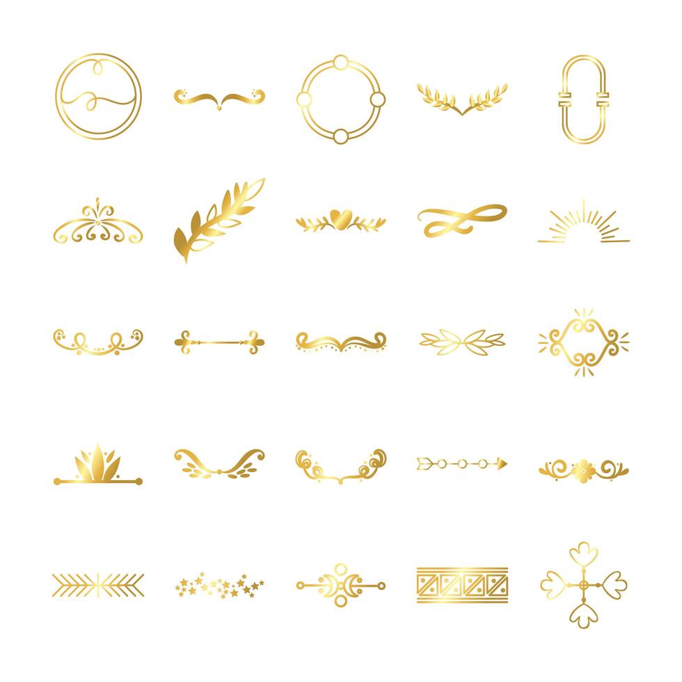 bundle of decorative elements silhouettes vector