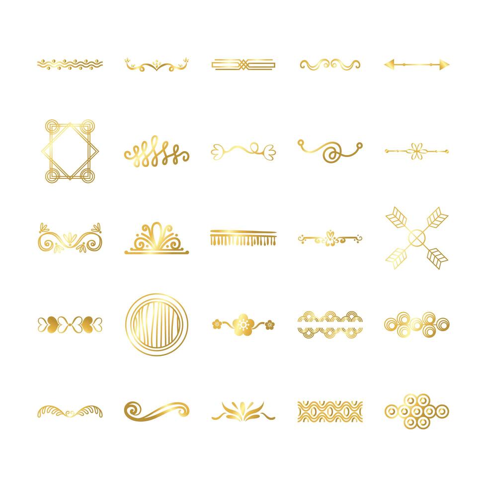 bundle of decorative elements silhouettes vector