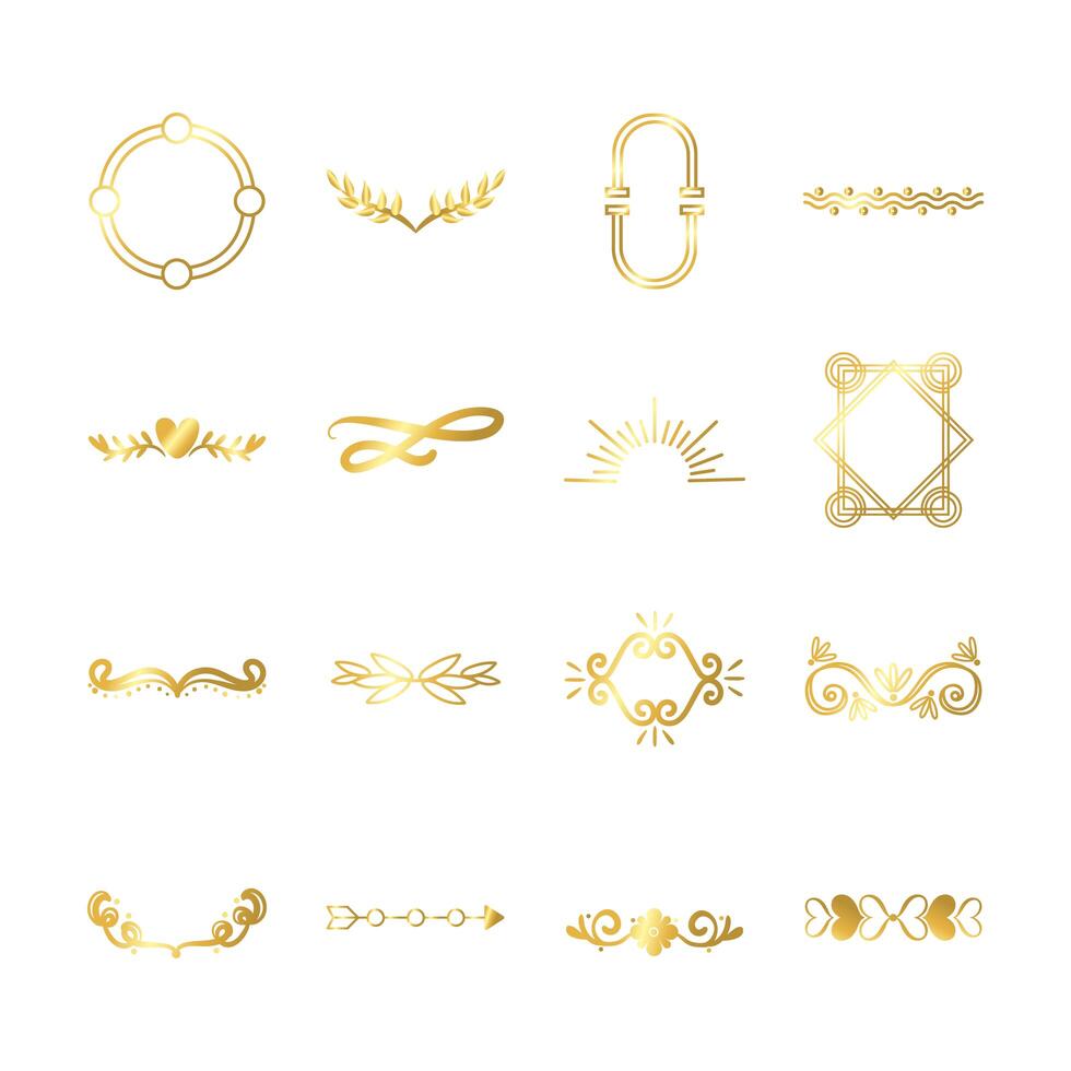 bundle of decorative elements silhouettes vector