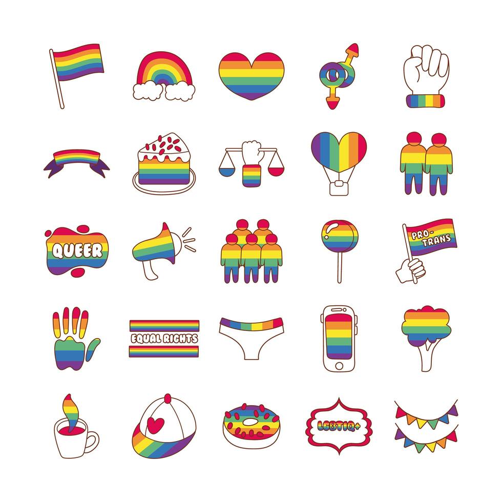 bundle of lgbtq set icons vector