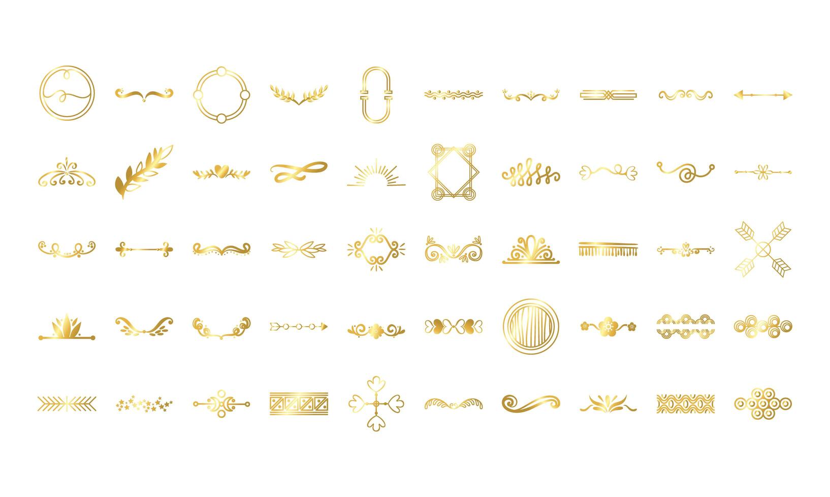 bundle of decorative elements silhouettes vector