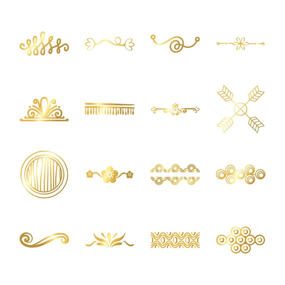 bundle of decorative elements silhouettes vector