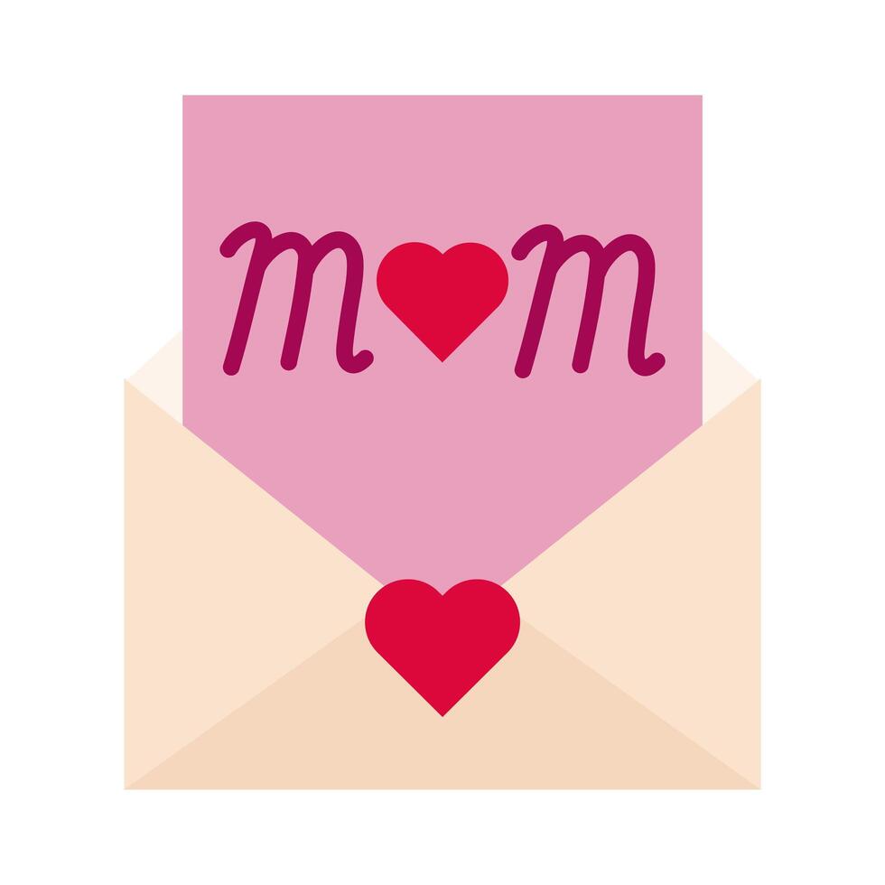 mother day envelope flat style icon vector