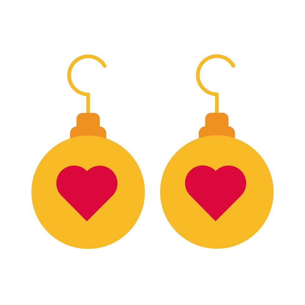 happy valentines day hearts earrings flat style vector