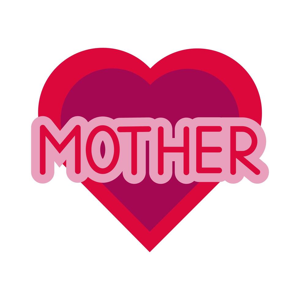 mother day heart flat style icon vector