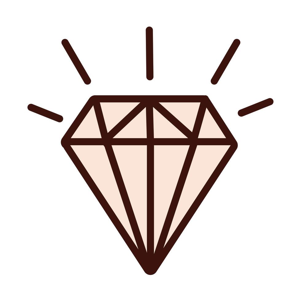 diamond stone line and fill icon vector