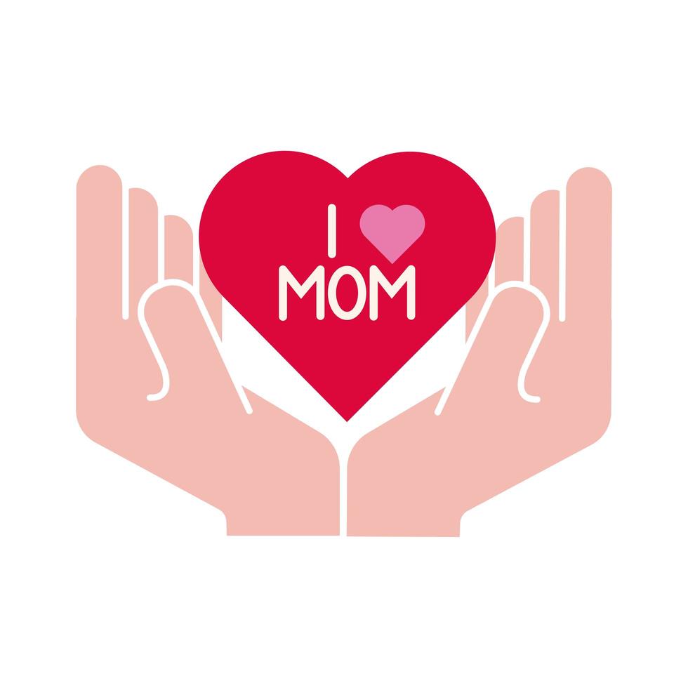 mother day hands lifting heart flat style icon vector