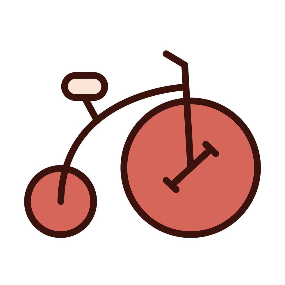 línea de bicicleta retro e icono de relleno vector