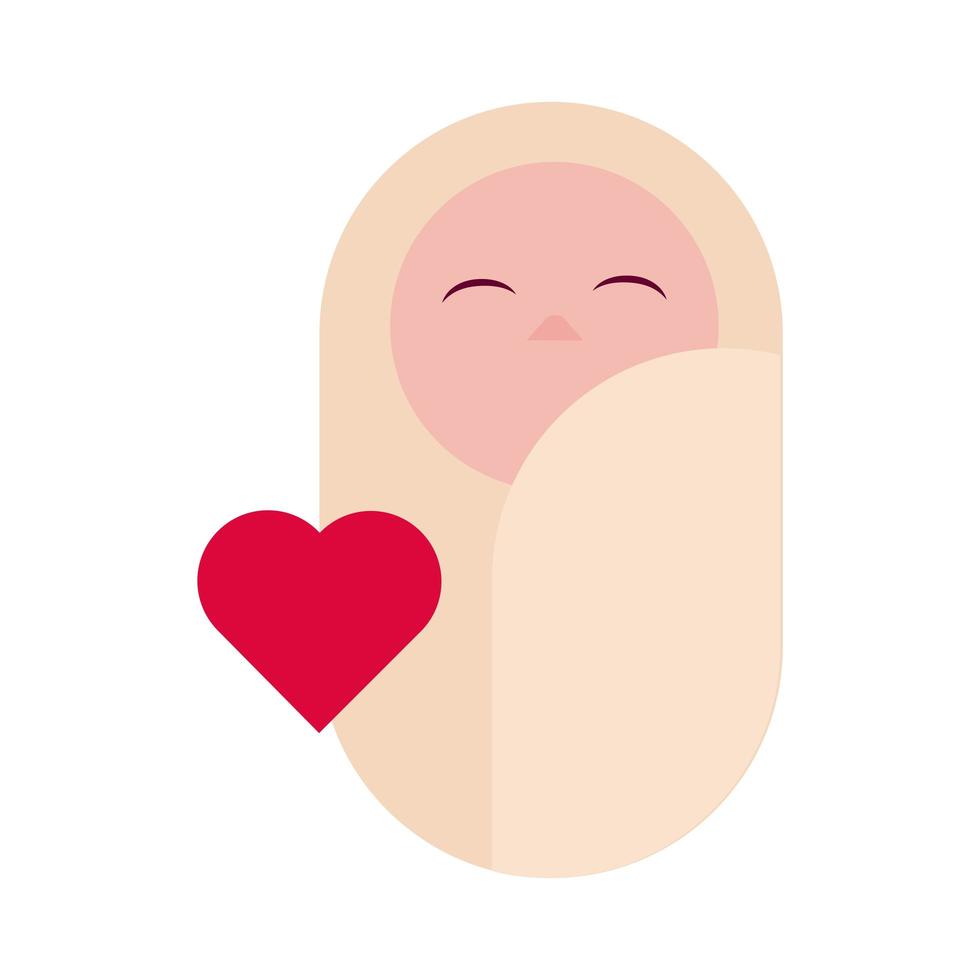 feliz dia de san valentin bebe con corazon estilo plano vector