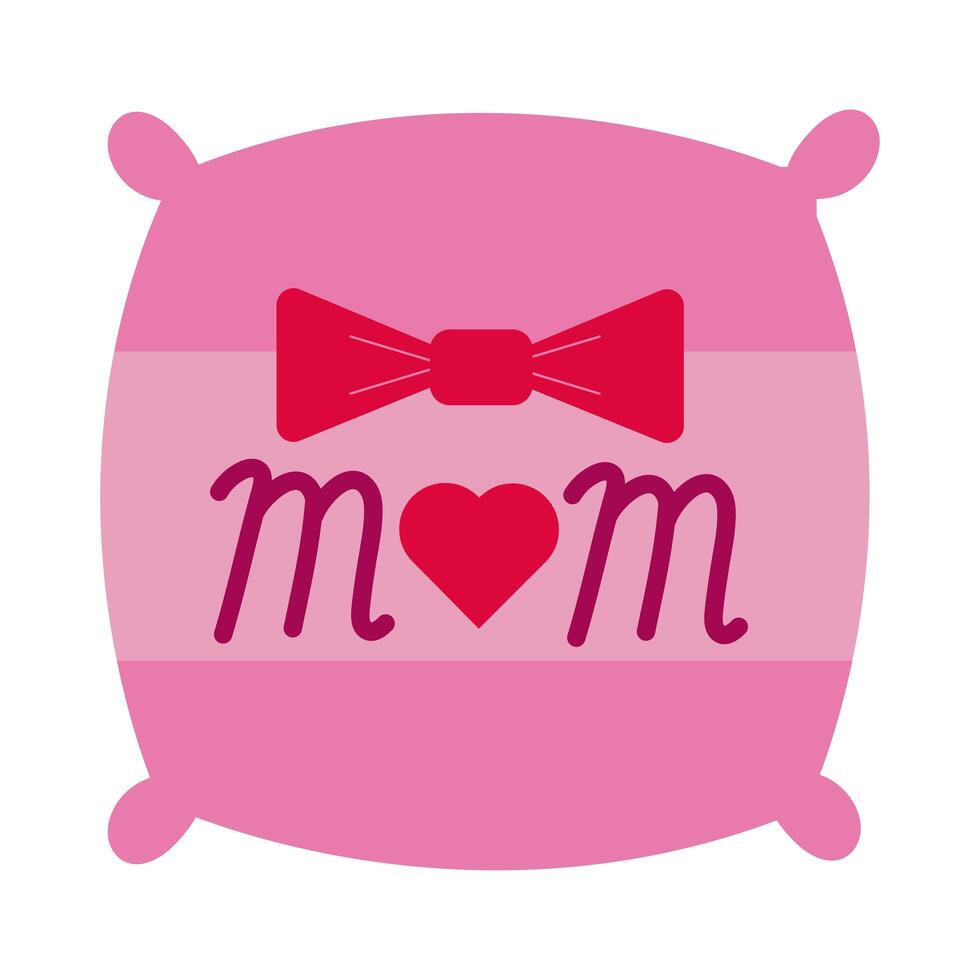 mother day pillow with heart flat style icon vector