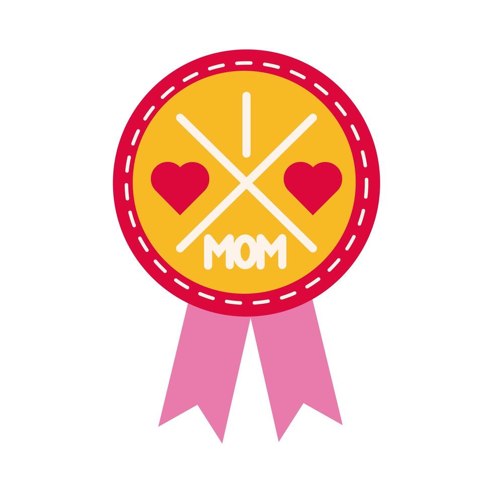 mother day medal flat style icon vector
