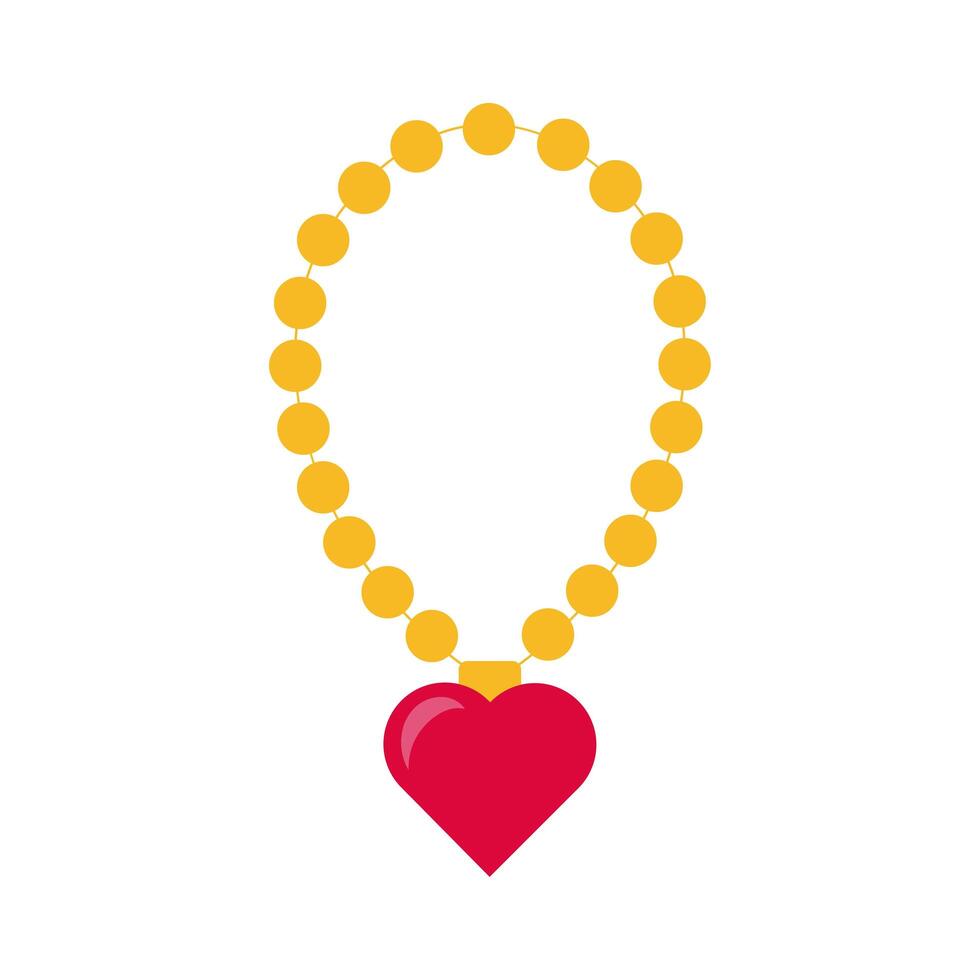 happy valentines day necklace with heart flat style vector