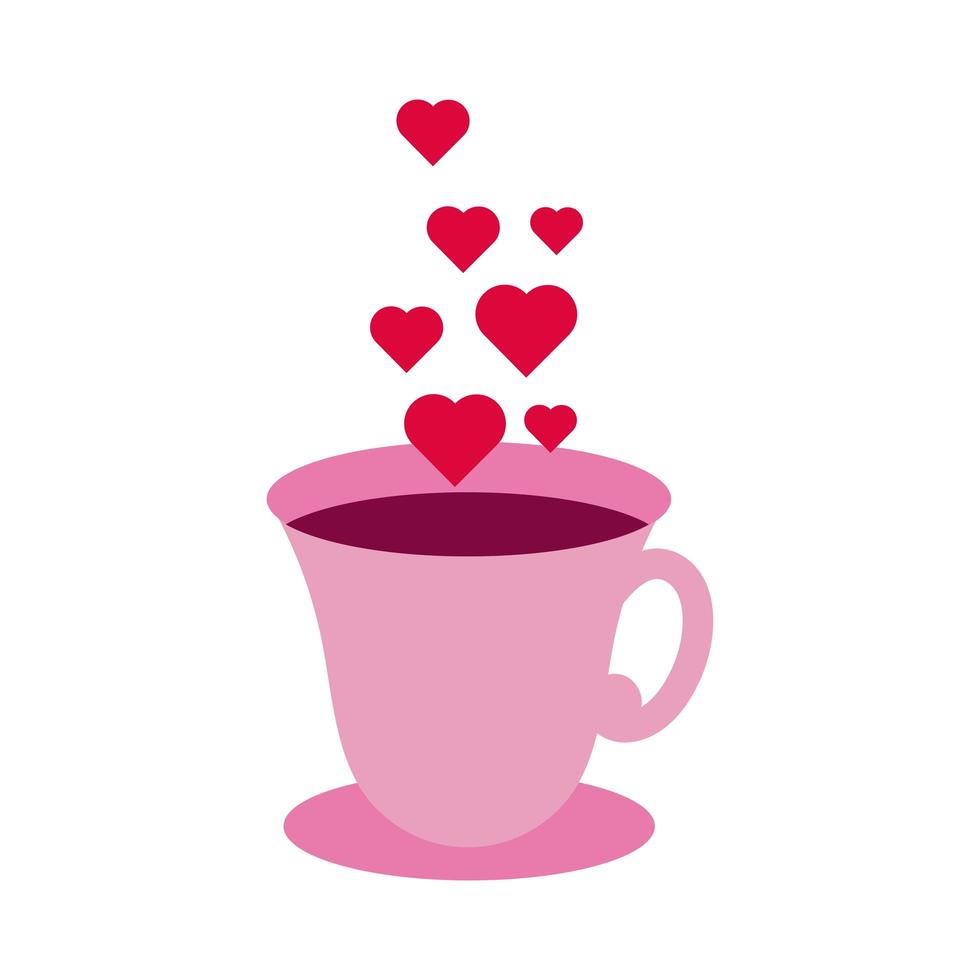 feliz día de san valentín taza de café con estilo de línea de corazón vector