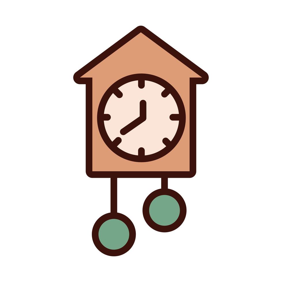 retro watch clock line and fill style vector