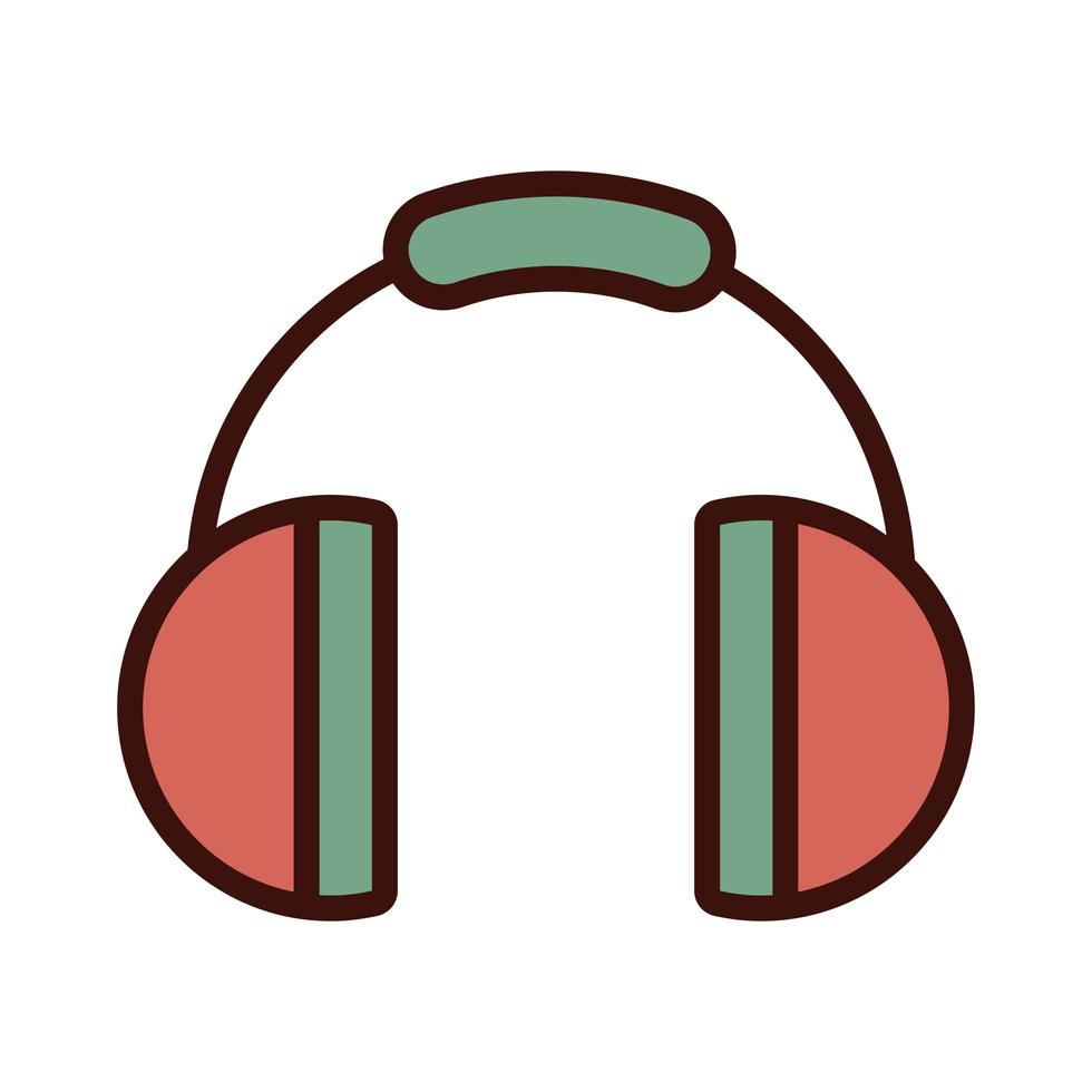 headphones audio line and fill style icon vector