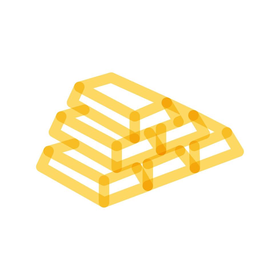 golden ingot pile multiply line style icon vector