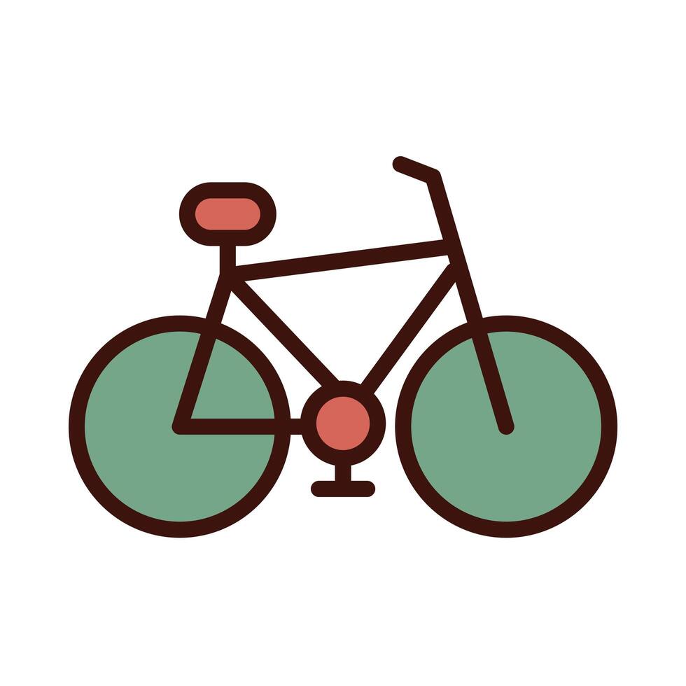 línea de bicicleta retro e icono de relleno vector