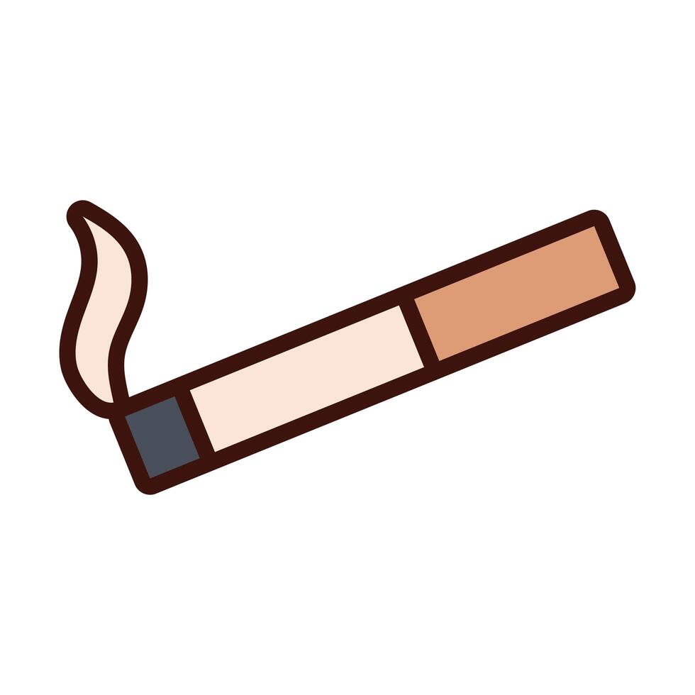 cigarette smoke line and fill style icon vector