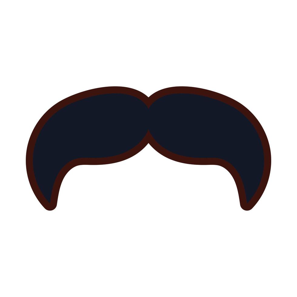 bigote vintage tendencia hipster línea y relleno vector