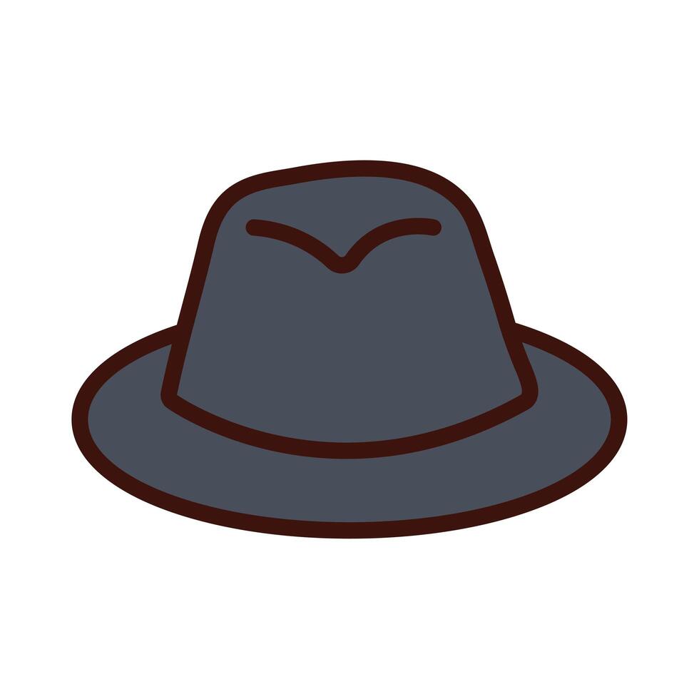 sombrero clásico hombre paño moda línea e icono de relleno vector