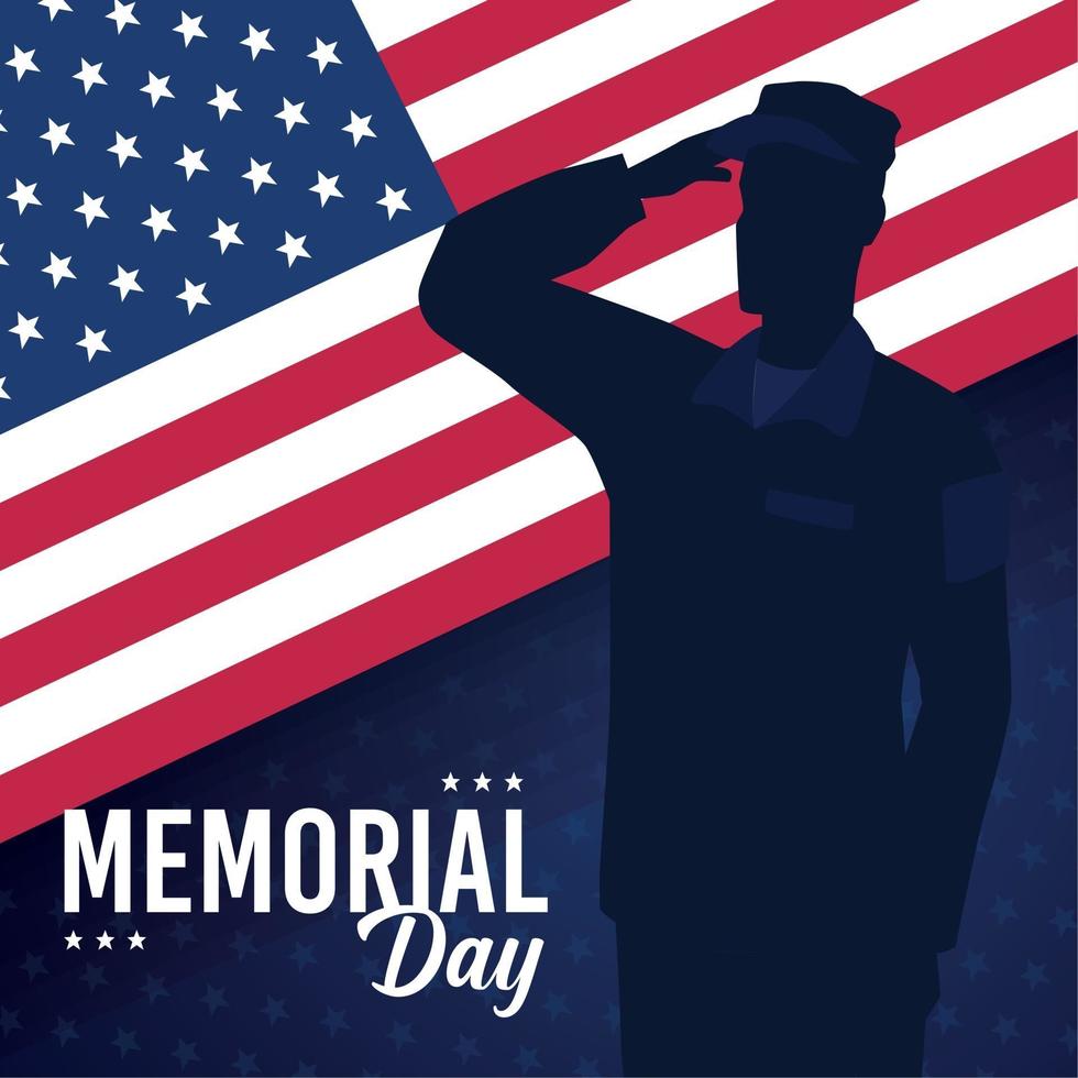 Silhouette of a US army man Memorial day vector