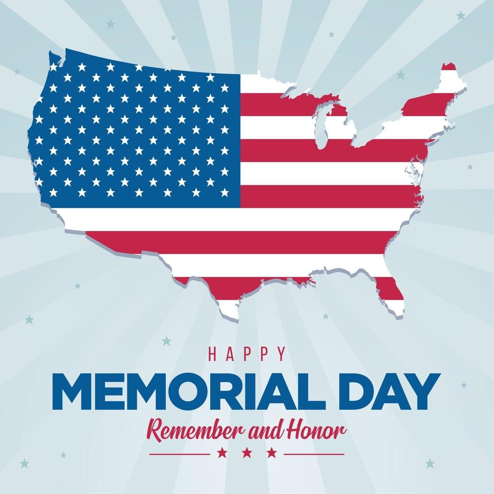 Map with flag of United States Memorial day vector