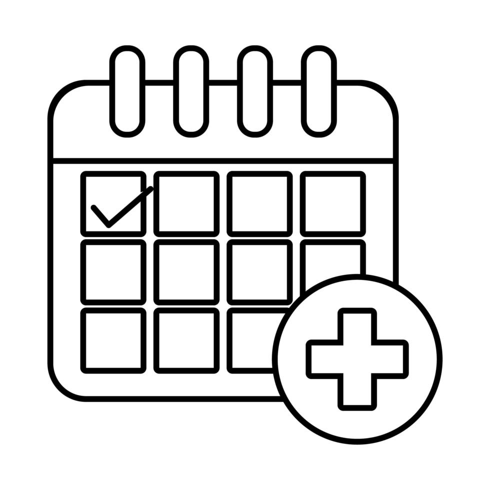 Cruz médica en icono de estilo plano de calendario vector