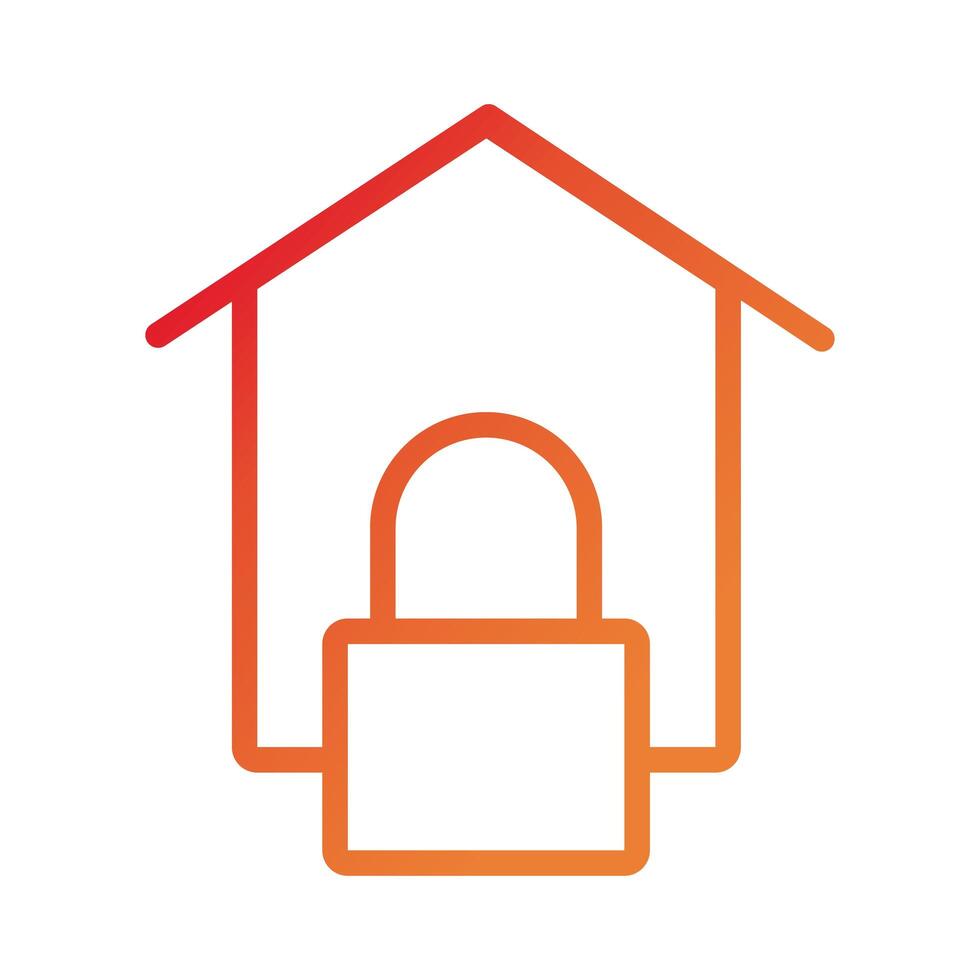 safe padlock with house data security gradient style vector