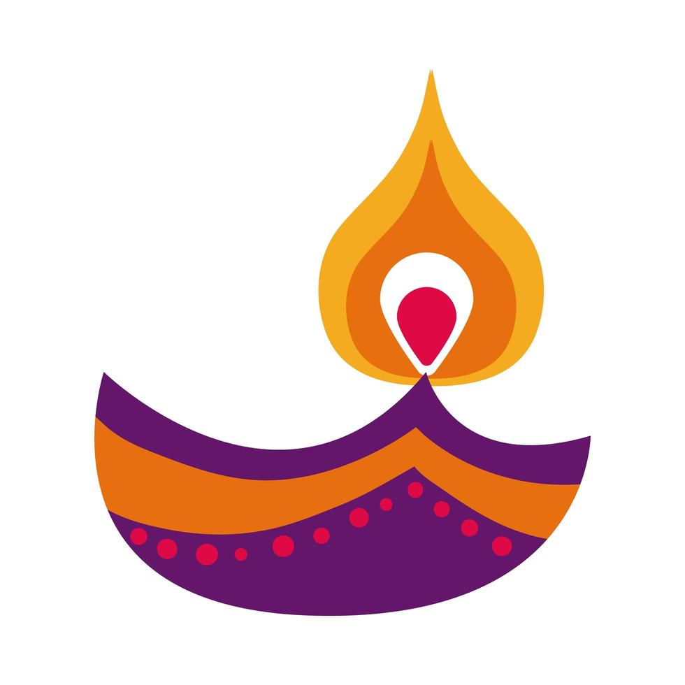 icono de estilo plano de vela de diwali vector