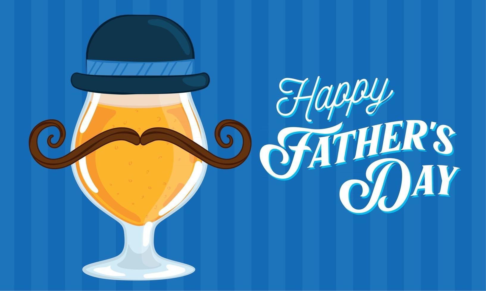 Father's day poster with a drinking beer glass with a necktie and a hat vector