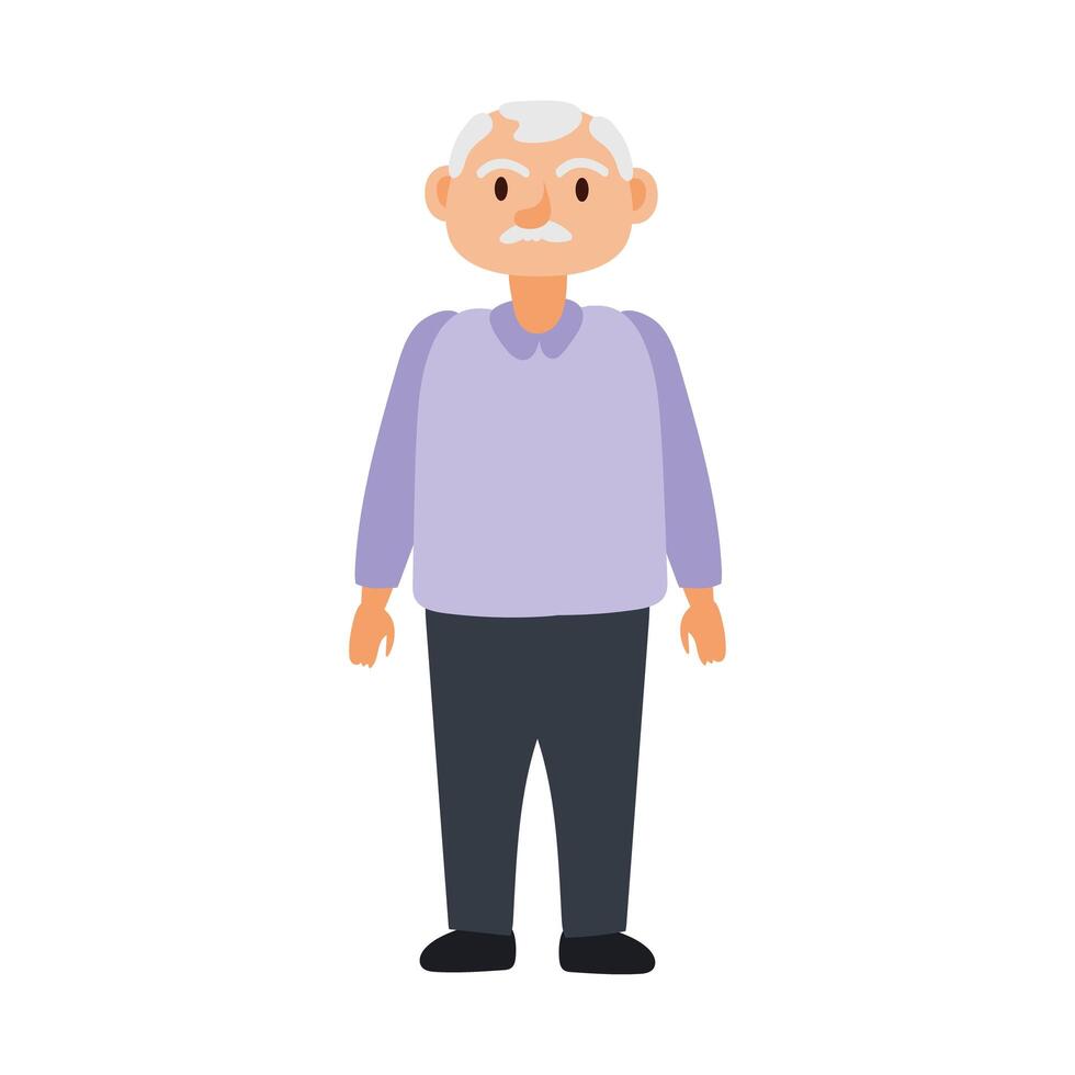 old man standing avatar character vector