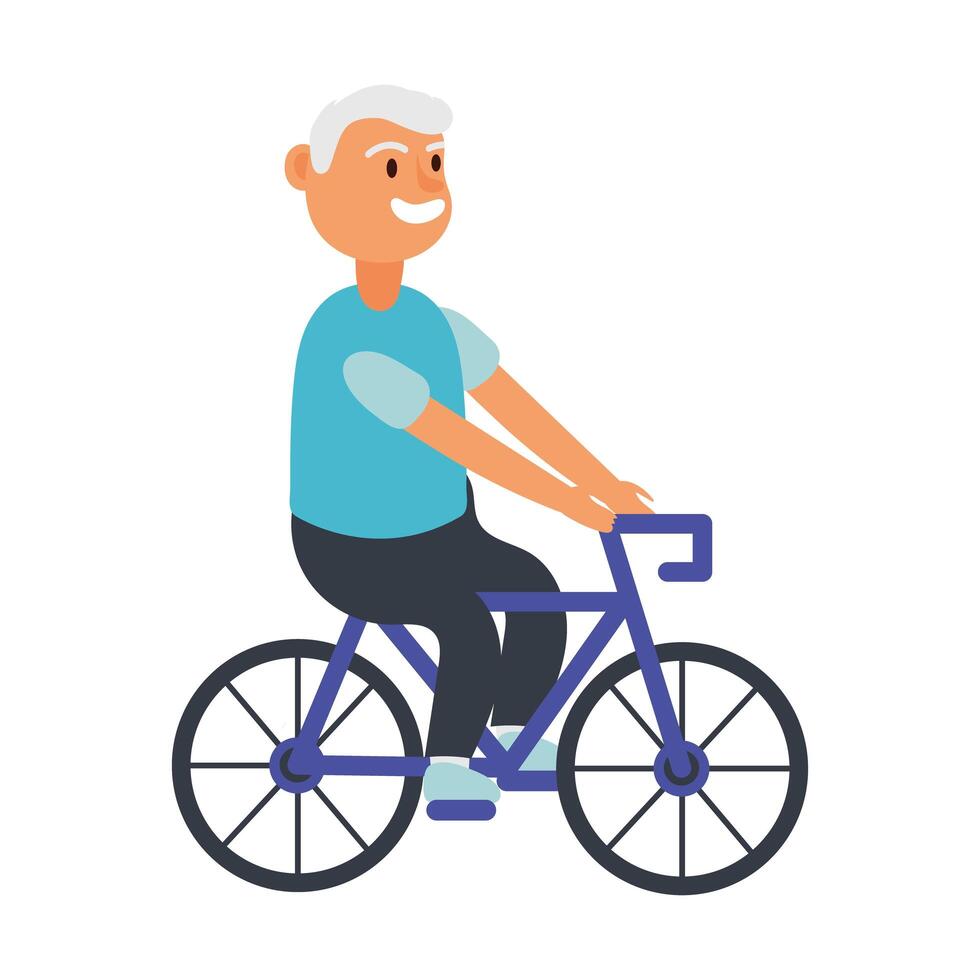 old man riding bicycle avatar character vector