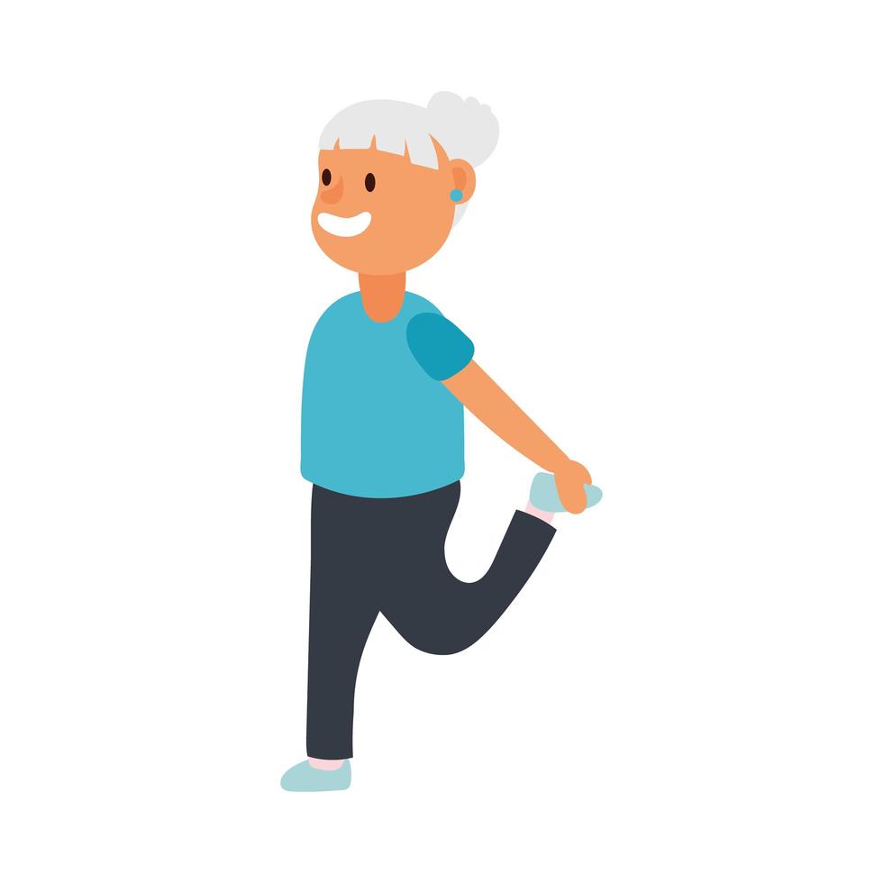 anciana practicando ejercicio personaje avatar vector