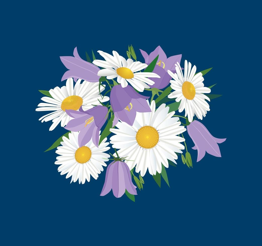 Flowers isolated over white background Floral summer bouquet Wild bluebell flowers summer decor vector
