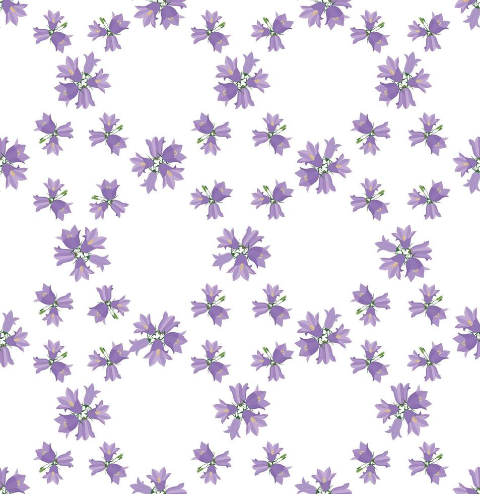 Floral seamless pattern Flower bluebell meadow ornamental texture Wildflower summer countryside white background vector