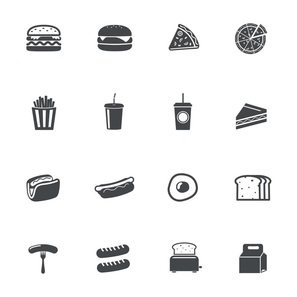 iconos de comida rápida firman ilustración vectorial vector